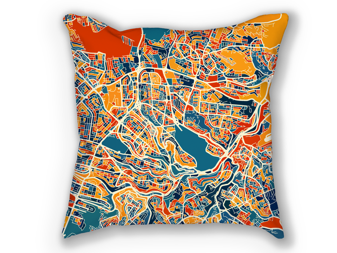 Amman Map Pillow - Jordan Map Pillow 18x18