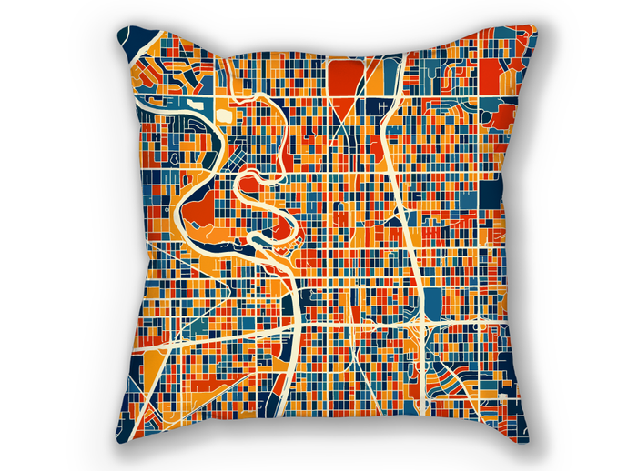 Wichita Map Pillow - Kansas Map Pillow 18x18