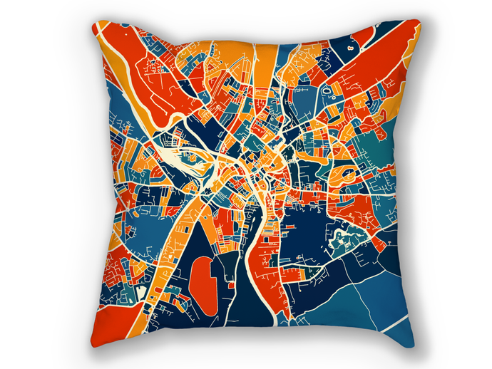 York Map Pillow - Yorkshire Map Pillow 18x18