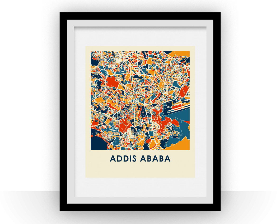 Addis Ababa Map Print - Full Color Map Poster