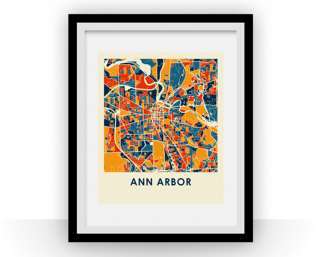Ann Arbor Map Print - Full Color Map Poster