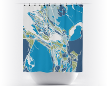 Load image into Gallery viewer, Bergen Map Shower Curtain - norway Shower Curtain - Chroma Series
