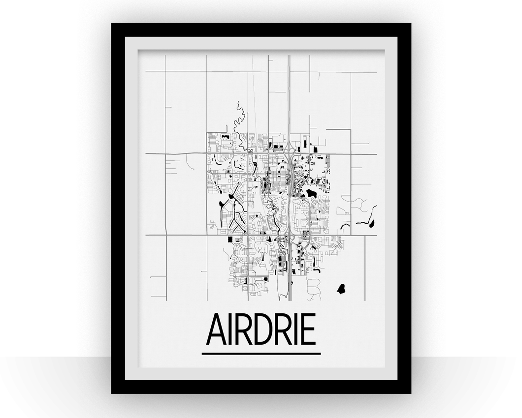 Airdrie Alberta Map Poster - Alberta Map Print - Art Deco Series