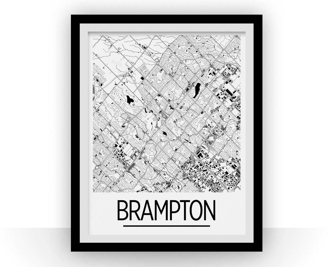 Brampton Ontario Map Poster - Ontario Map Print - Art Deco Series