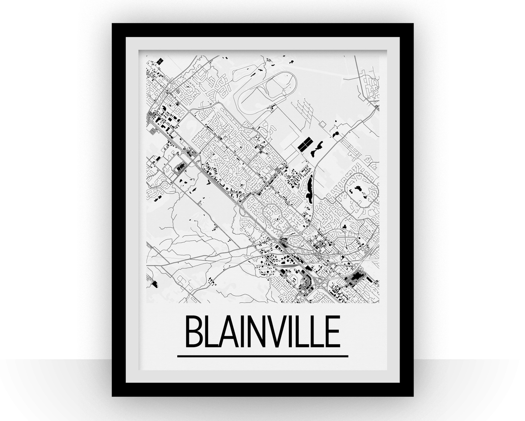 Blainville Quebec Map Poster - Quebec Map Print - Art Deco Series
