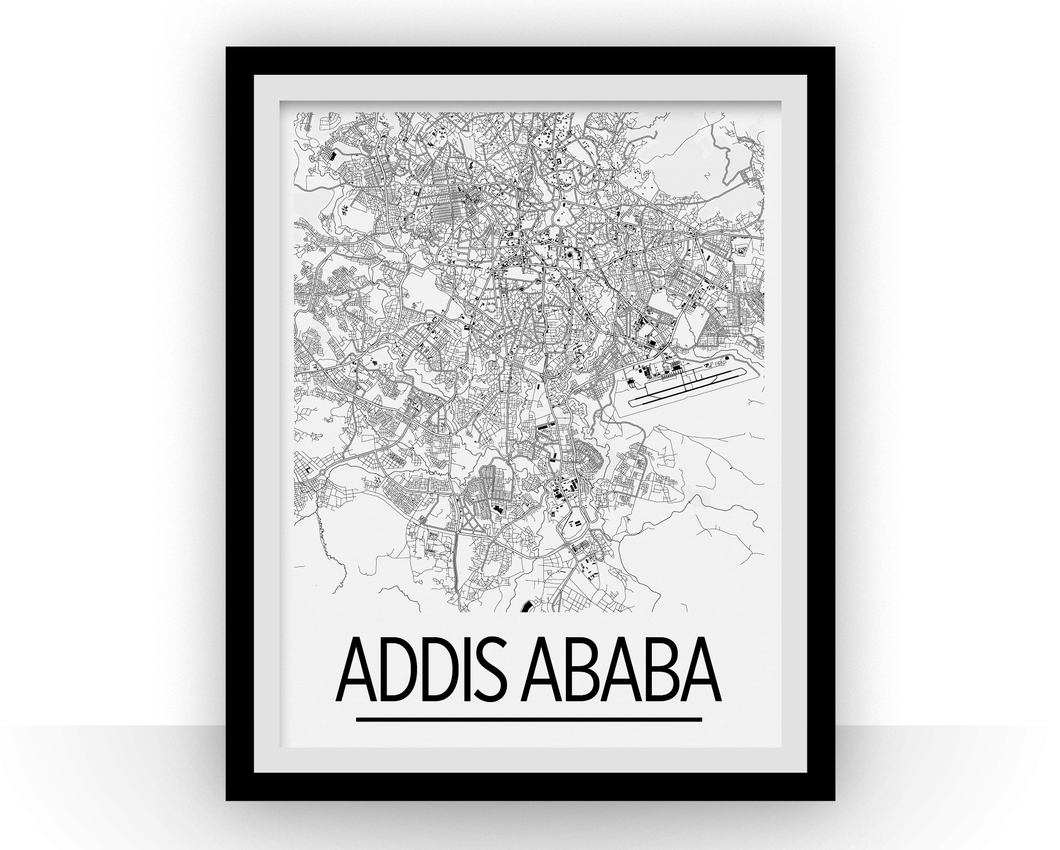 Addis Ababa Map Poster - Ethiopia Map Print - Art Deco Series