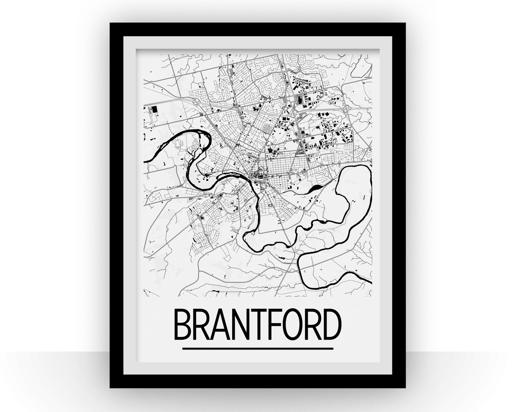 Brantford Ontario Map Poster - Ontario Map Print - Art Deco Series