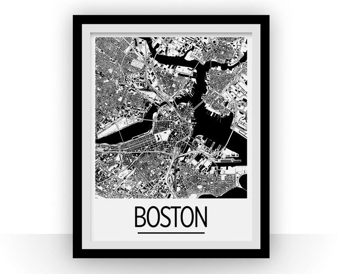 Boston Map Poster - usa Map Print - Art Deco Series