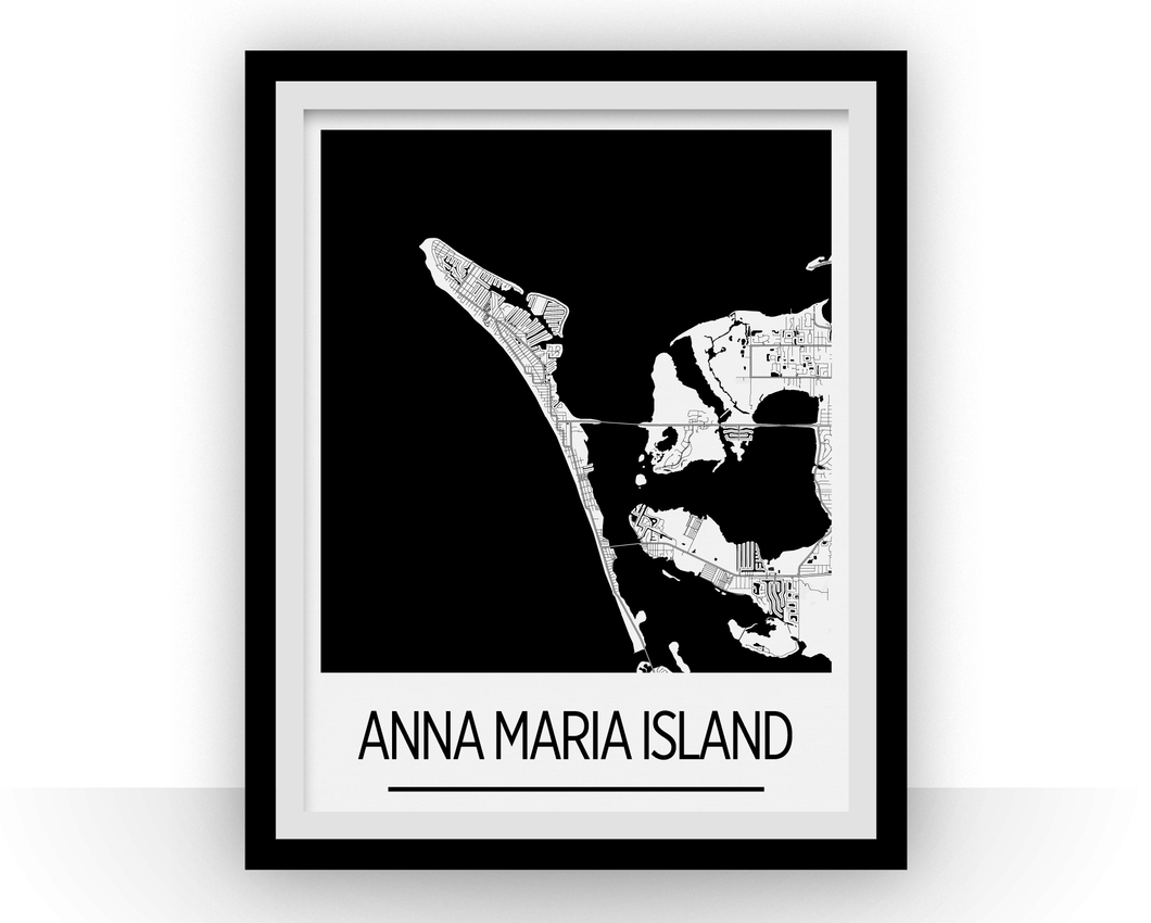 Anna Maria Island Map Poster - Florida Map Print - Art Deco Series