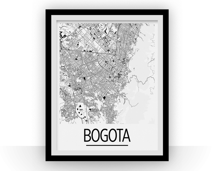 Bogota Map Poster - colombia Map Print - Art Deco Series