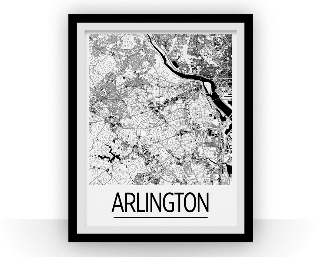 Arlington VA Map Poster - Virginia Map Print - Art Deco Series