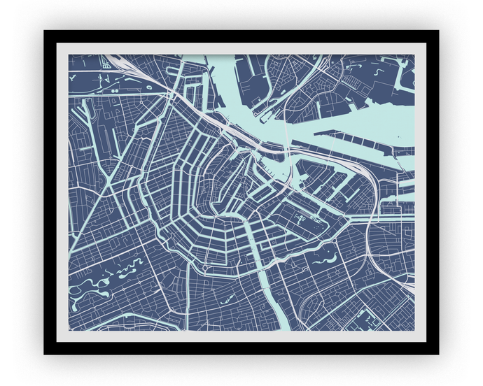 Amsterdam Map Print - Choose your color