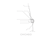 Load image into Gallery viewer, Chicago Subway Map Print - Chicago Metro Map Poster
