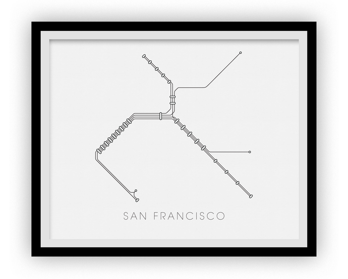 San Francisco Subway Map Print - San Francisco BART Map Poster