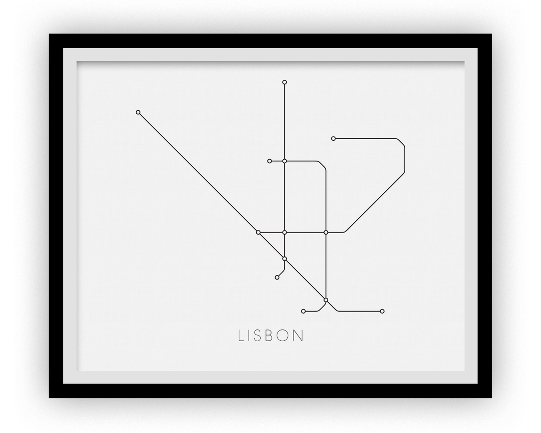 Lisbon Subway Map Print - Lisbon Metro Map Poster