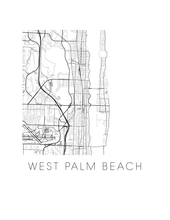 Load image into Gallery viewer, West Palm Beach Map Black and White Print - florida Black and White Map Print
