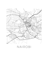 Charger l&#39;image dans la galerie, Affiche cartographique de Nairobi - Style Noir et Blanc
