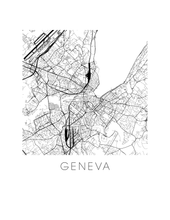 Charger l&#39;image dans la galerie, Affiche cartographique de Genève - Style Noir et Blanc
