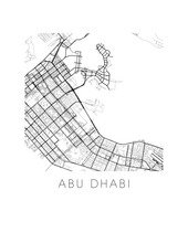 Charger l&#39;image dans la galerie, Affiche cartographique de Abu Dhabi - Style Noir et Blanc

