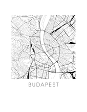 Charger l&#39;image dans la galerie, Affiche cartographique de Budapest - Style Noir et Blanc
