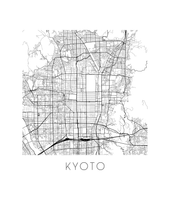 Charger l&#39;image dans la galerie, Affiche cartographique de Kyoto - Style Noir et Blanc
