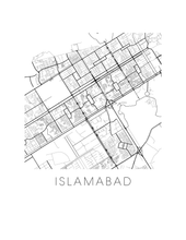 Charger l&#39;image dans la galerie, Affiche cartographique de Islamabad - Style Noir et Blanc
