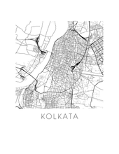 Charger l&#39;image dans la galerie, Affiche cartographique de Kolkata - Style Noir et Blanc
