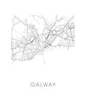 Load image into Gallery viewer, Galway Map Black and White Print - ireland Black and White Map Print

