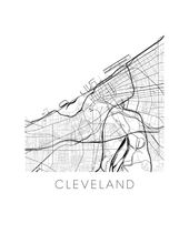 Charger l&#39;image dans la galerie, Affiche cartographique de Cleveland - Style Noir et Blanc
