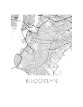 Load image into Gallery viewer, Brooklyn Map Black and White Print - new york Black and White Map Print
