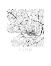 Load image into Gallery viewer, Porto Map Black and White Print - portugal Black and White Map Print
