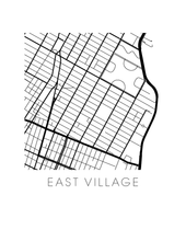 Load image into Gallery viewer, East Village Map Black and White Print - new york Black and White Map Print
