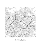 Load image into Gallery viewer, Amman Map Black and White Print - jordan Black and White Map Print
