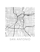 Charger l&#39;image dans la galerie, Affiche cartographique de San Antonio - Style Noir et Blanc

