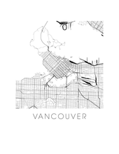 Charger l&#39;image dans la galerie, Affiche cartographique de Vancouver - Style Noir et Blanc
