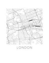 Charger l&#39;image dans la galerie, Affiche cartographique de London Ontario - Style Noir et Blanc
