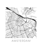 Charger l&#39;image dans la galerie, Affiche cartographique de Amsterdam - Style Noir et Blanc

