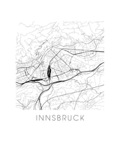 Charger l&#39;image dans la galerie, Affiche cartographique de Innsbruck - Style Noir et Blanc

