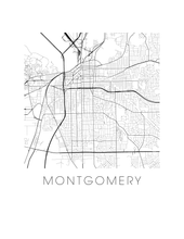 Charger l&#39;image dans la galerie, Affiche cartographique de Montgomery - Style Noir et Blanc
