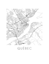 Charger l&#39;image dans la galerie, Affiche cartographique de Québec - Style Noir et Blanc
