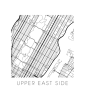 Charger l&#39;image dans la galerie, Affiche cartographique de Upper East Side - Style Noir et Blanc
