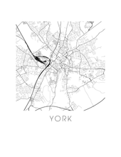 Charger l&#39;image dans la galerie, Affiche cartographique de York - Style Noir et Blanc
