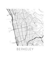 Charger l&#39;image dans la galerie, Affiche cartographique de Berkeley - Style Noir et Blanc
