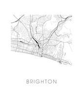 Charger l&#39;image dans la galerie, Affiche cartographique de Brighton - Style Noir et Blanc
