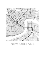 Charger l&#39;image dans la galerie, Affiche cartographique de New Orleans - Style Noir et Blanc
