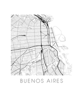 Charger l&#39;image dans la galerie, Affiche cartographique de Buenos Aires - Style Noir et Blanc
