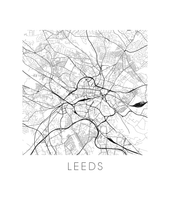 Charger l&#39;image dans la galerie, Affiche cartographique de Leeds - Style Noir et Blanc
