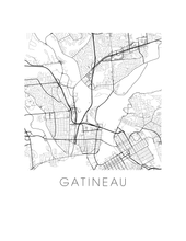 Charger l&#39;image dans la galerie, Affiche cartographique de Gatineau - Style Noir et Blanc
