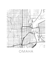 Charger l&#39;image dans la galerie, Affiche cartographique de Omaha - Style Noir et Blanc
