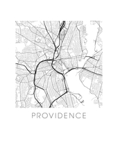Load image into Gallery viewer, Providence RI Map Black and White Print - Rhode Island Black and White Map Print
